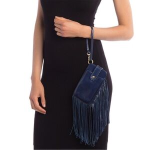 NWT HOBO Black Fringe Phone Wallet Wristlet Clutch